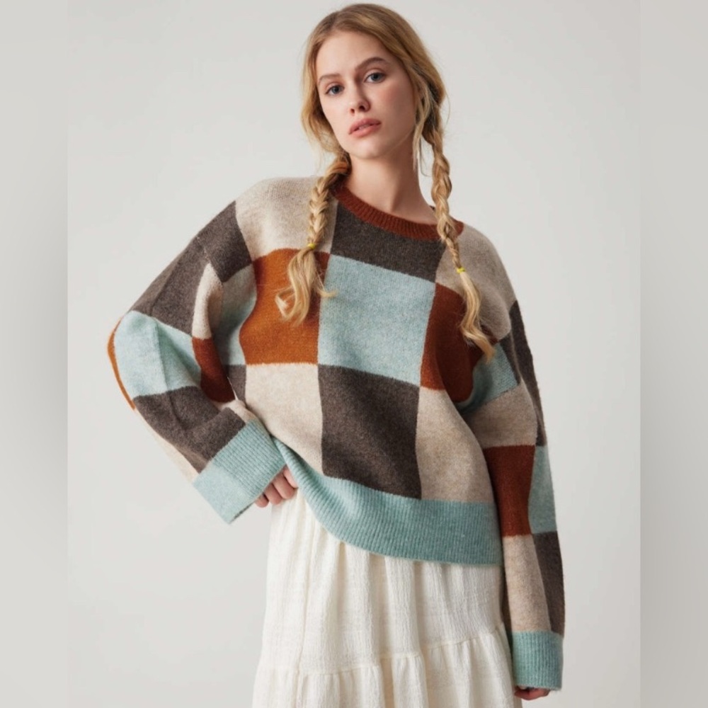 Pink Lily Multicolor super soft Patchwork Sweater